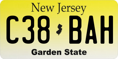 NJ license plate C38BAH