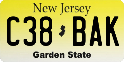 NJ license plate C38BAK