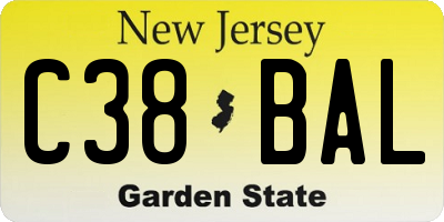 NJ license plate C38BAL
