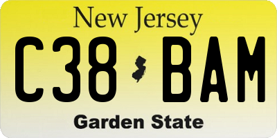 NJ license plate C38BAM
