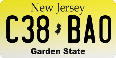 NJ license plate C38BAO
