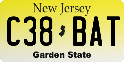 NJ license plate C38BAT