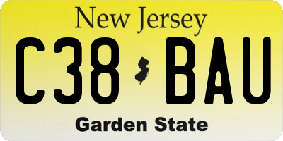 NJ license plate C38BAU