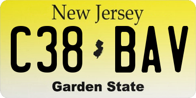 NJ license plate C38BAV