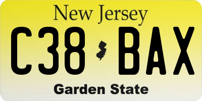NJ license plate C38BAX