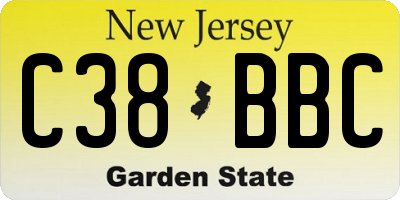 NJ license plate C38BBC
