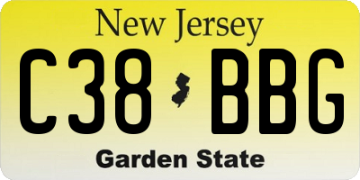 NJ license plate C38BBG