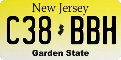 NJ license plate C38BBH