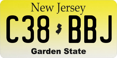 NJ license plate C38BBJ