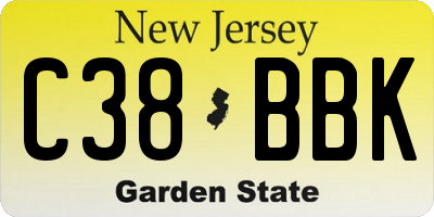 NJ license plate C38BBK
