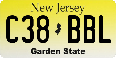 NJ license plate C38BBL