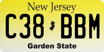 NJ license plate C38BBM