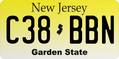 NJ license plate C38BBN