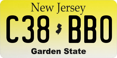 NJ license plate C38BBO