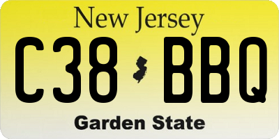 NJ license plate C38BBQ