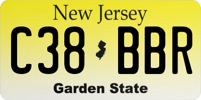 NJ license plate C38BBR