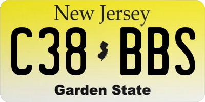 NJ license plate C38BBS