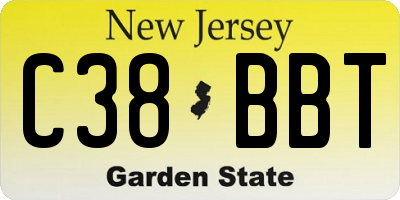 NJ license plate C38BBT