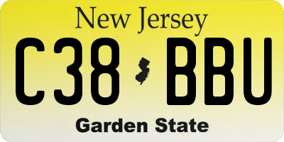 NJ license plate C38BBU