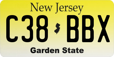 NJ license plate C38BBX