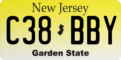 NJ license plate C38BBY