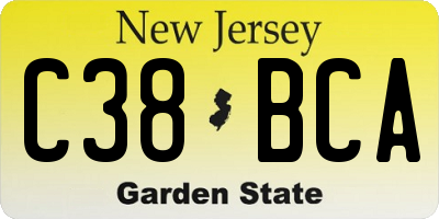 NJ license plate C38BCA