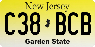NJ license plate C38BCB