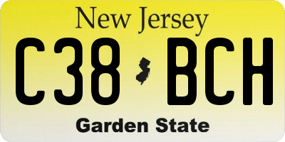 NJ license plate C38BCH
