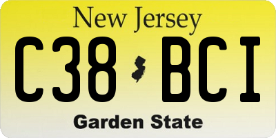 NJ license plate C38BCI