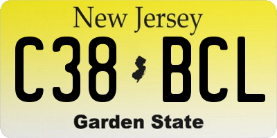 NJ license plate C38BCL
