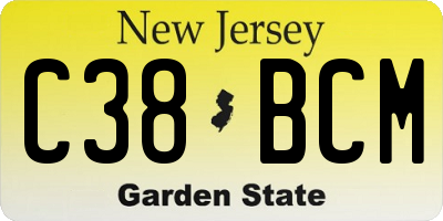 NJ license plate C38BCM