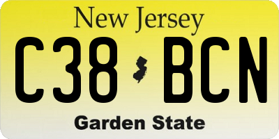 NJ license plate C38BCN