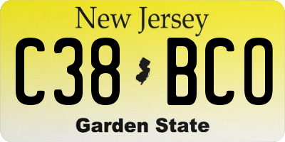 NJ license plate C38BCO