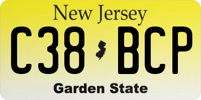 NJ license plate C38BCP