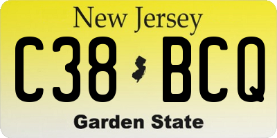 NJ license plate C38BCQ