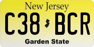 NJ license plate C38BCR
