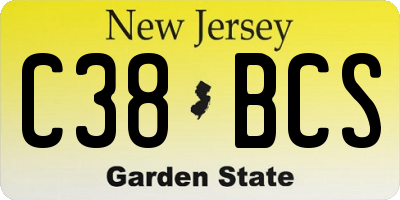 NJ license plate C38BCS