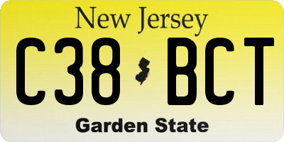 NJ license plate C38BCT