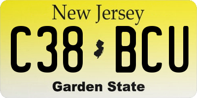 NJ license plate C38BCU