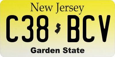 NJ license plate C38BCV