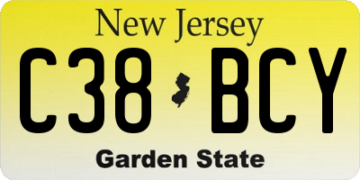 NJ license plate C38BCY