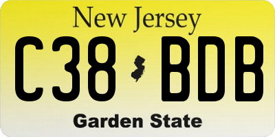 NJ license plate C38BDB