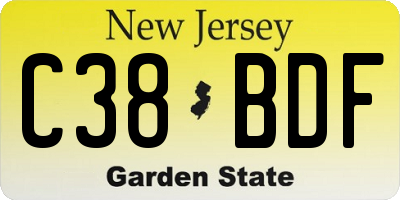 NJ license plate C38BDF