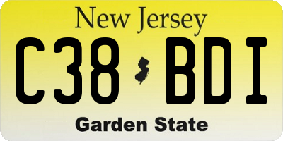 NJ license plate C38BDI