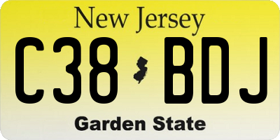 NJ license plate C38BDJ