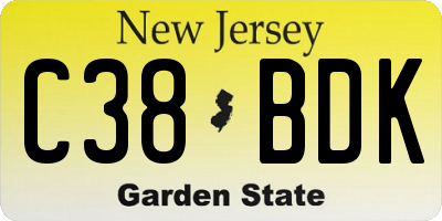 NJ license plate C38BDK