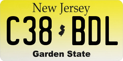 NJ license plate C38BDL