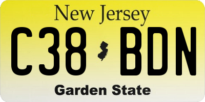 NJ license plate C38BDN