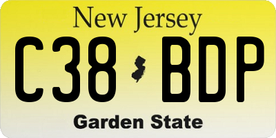 NJ license plate C38BDP