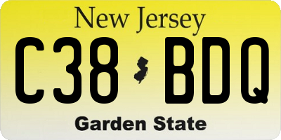 NJ license plate C38BDQ